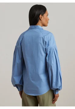 Damen Bluse aus Popeline mit Blousonärmeln