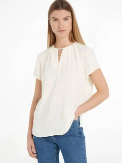 Damen Bluse METAL BAR SHORT SLEEVE BLOUSE Kurzarm