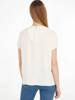 Damen Bluse METAL BAR SHORT SLEEVE BLOUSE Kurzarm