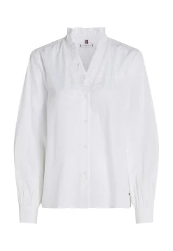 Damen Bluse POPLIN RUFFLE V NECK BLOUSE