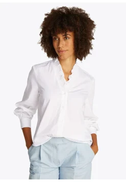 Damen Bluse POPLIN RUFFLE V NECK BLOUSE