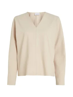 Damen Bluse STRUCTURE TWILL V NECK LS TOP Langarm