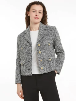 Damen Boucle-Blazer mit Wolle Boxy Fit