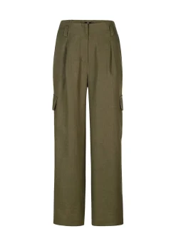 Damen Cargohose aus Leinen Wide Fit
