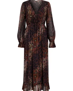 Damen Chiffonkleid in Maxilänge LONG DRESS STAR LEO ALLOVER