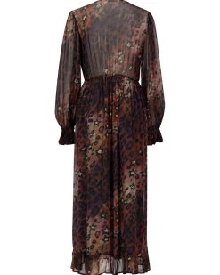 Damen Chiffonkleid in Maxilänge LONG DRESS STAR LEO ALLOVER