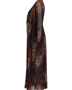 Damen Chiffonkleid in Maxilänge LONG DRESS STAR LEO ALLOVER