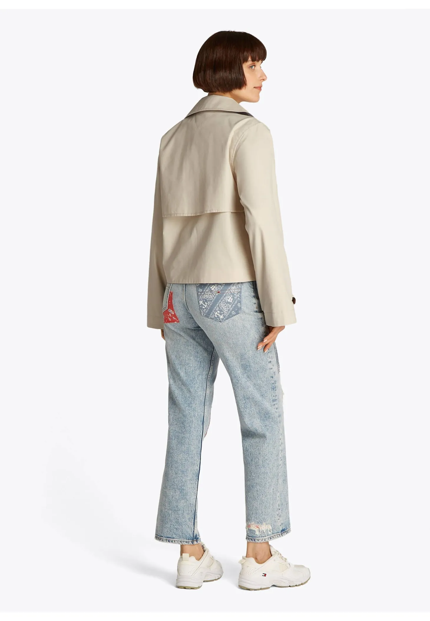 Damen Cropped-Tenchcoat