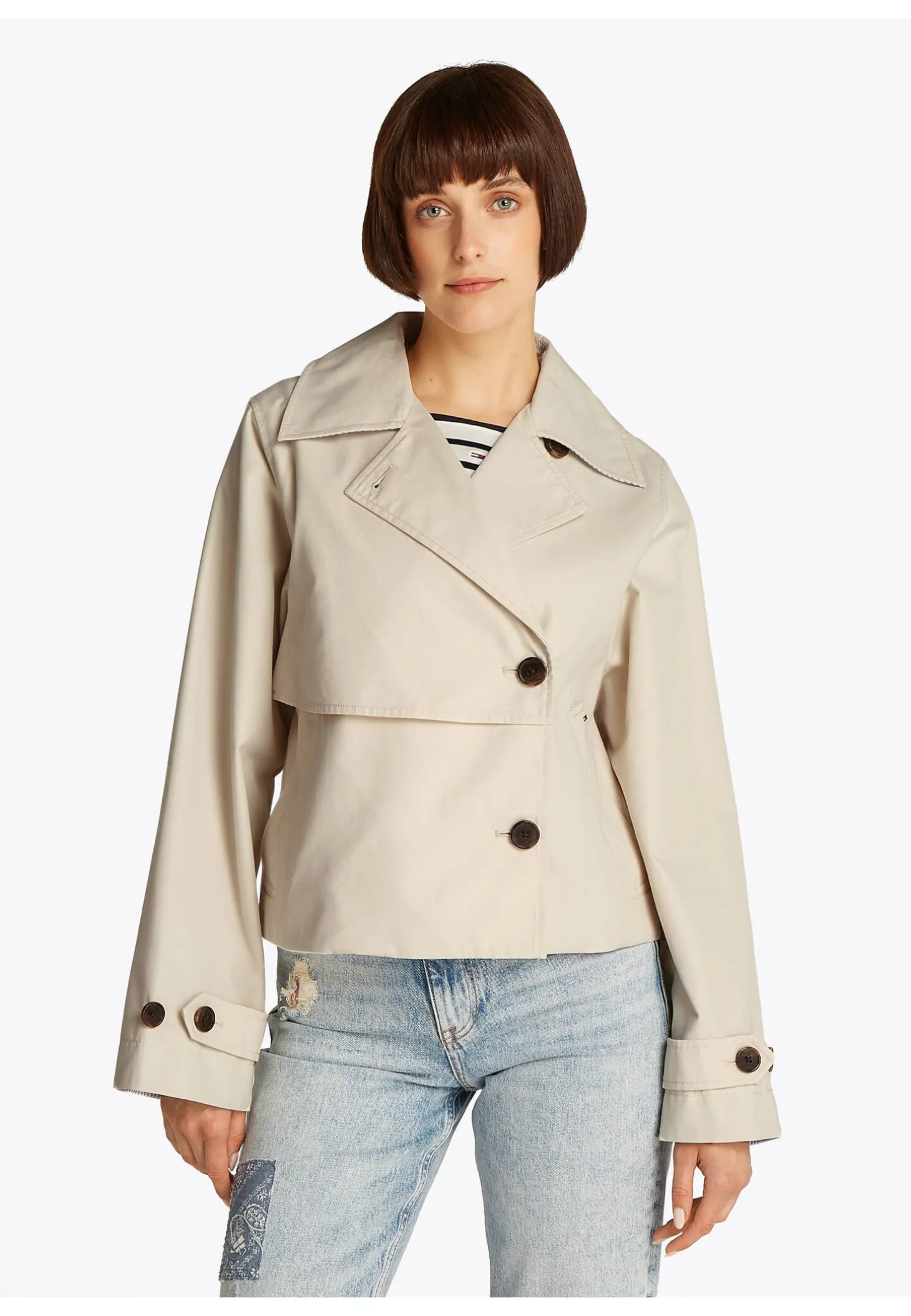 Damen Cropped-Tenchcoat