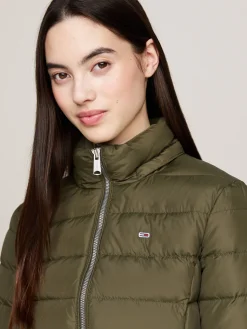 Damen Daunenjacke mit Kapuze und Kunstpelzbesatz Slim Fit