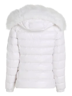 Damen Daunenjacke mit Kunstpelz und Kapuze