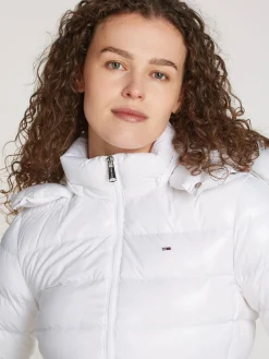 Damen Daunenjacke mit Kunstpelz und Kapuze