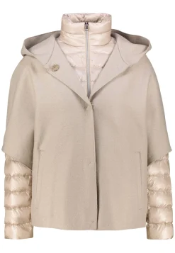 Damen Daunenjacke wasserabweisend mit Cape aus Wolle