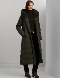 Damen Daunenmantel mit Webpelz-Kapuze