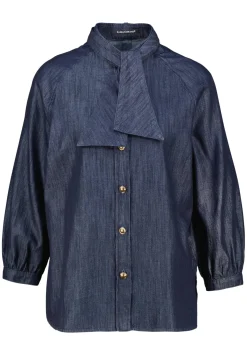Damen Denim-Bluse mit Schluppe