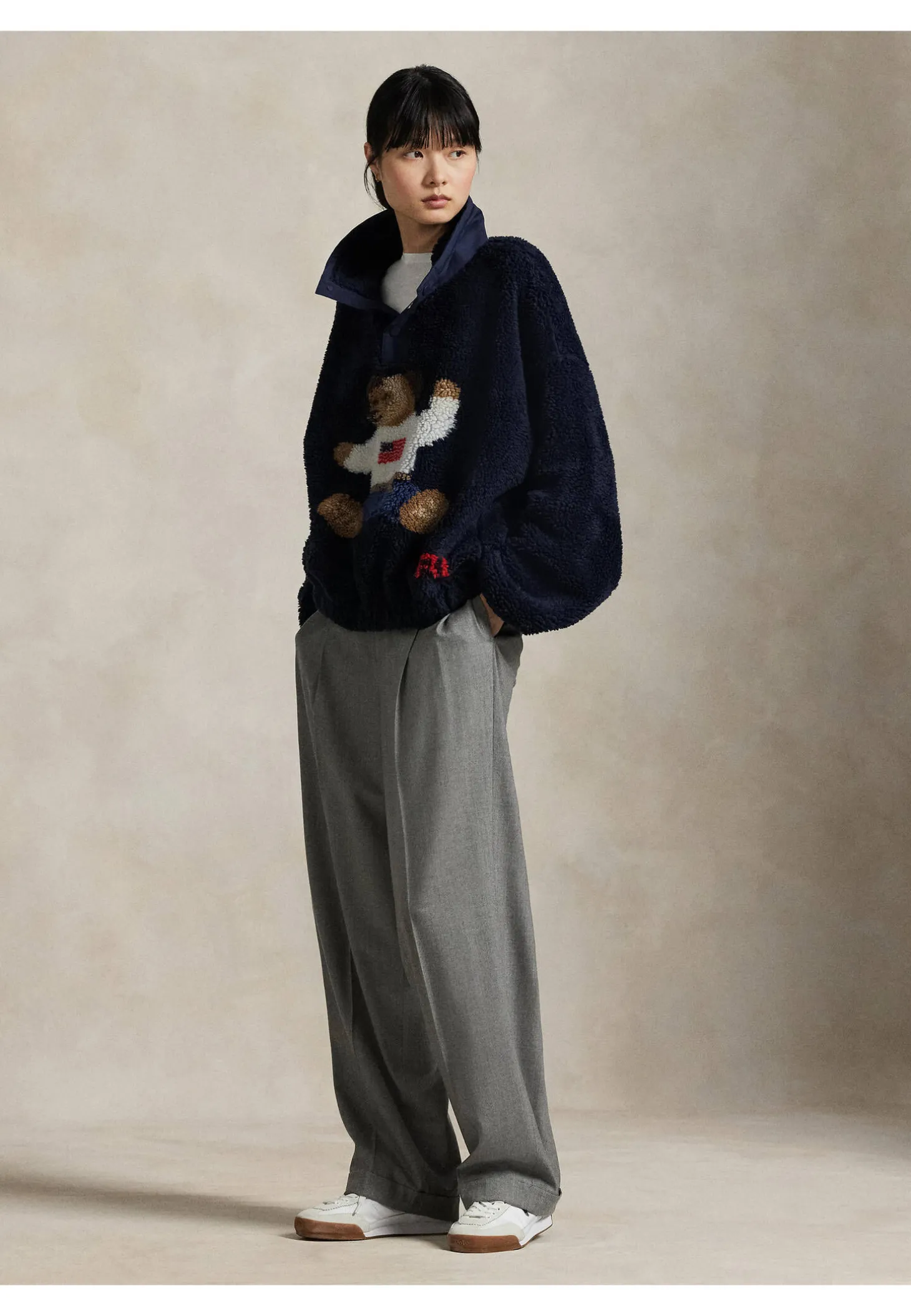 Damen Fleecepullover mit Polo Bear