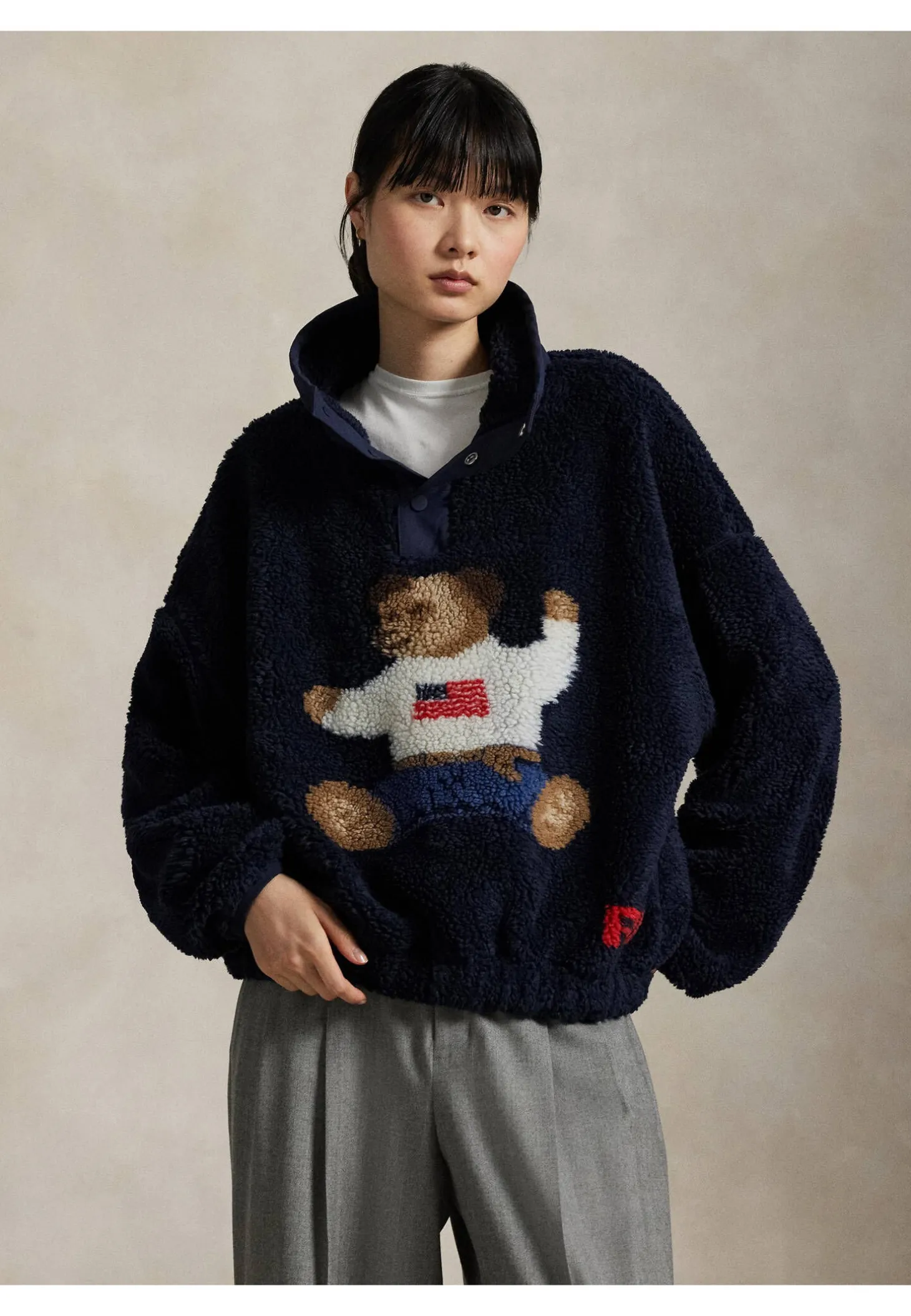 Damen Fleecepullover mit Polo Bear