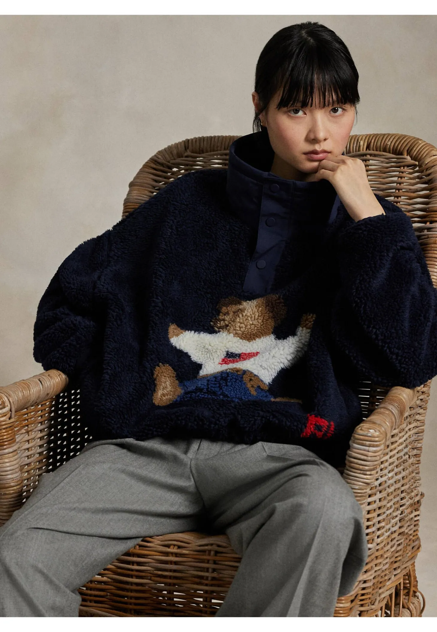 Damen Fleecepullover mit Polo Bear