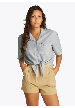 Damen Hemdbluse aus Baumwolle und Leinen