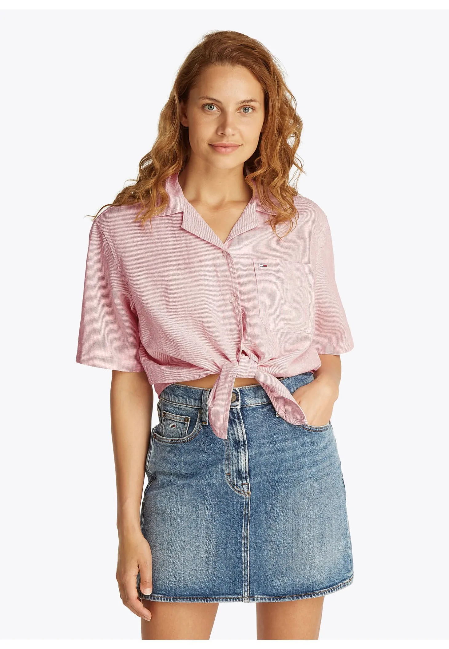 Damen Hemdbluse aus Baumwolle und Leinen