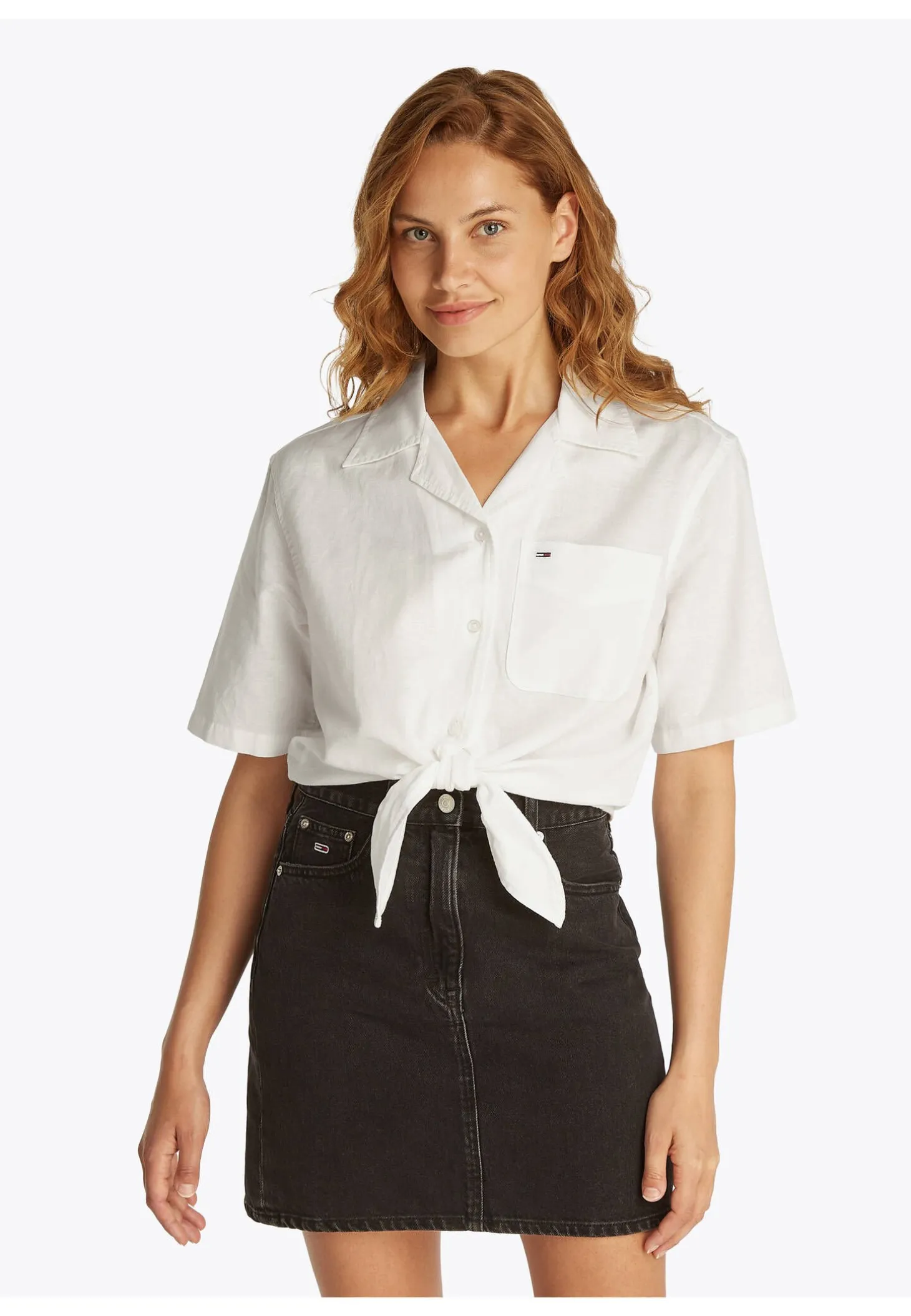 Damen Hemdbluse aus Baumwolle und Leinen