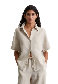 Damen Hemdbluse aus Leinen Relaxed Fit