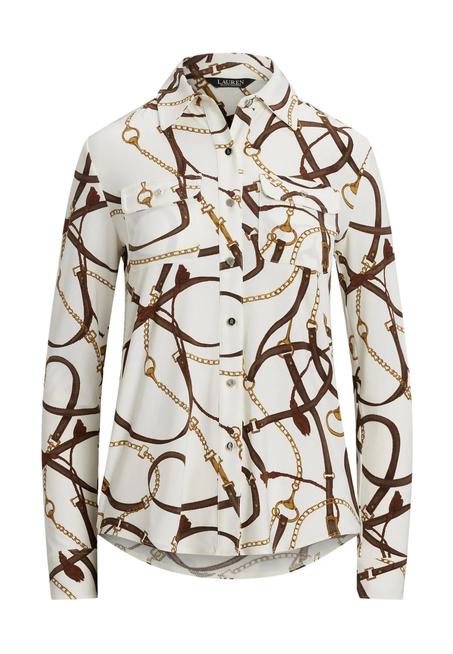 Damen Hemdbluse Jersey mit Gürteldruck Slim Fit