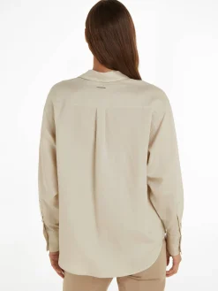 Damen Hemdbluse mit Leinen Relaxed Fit