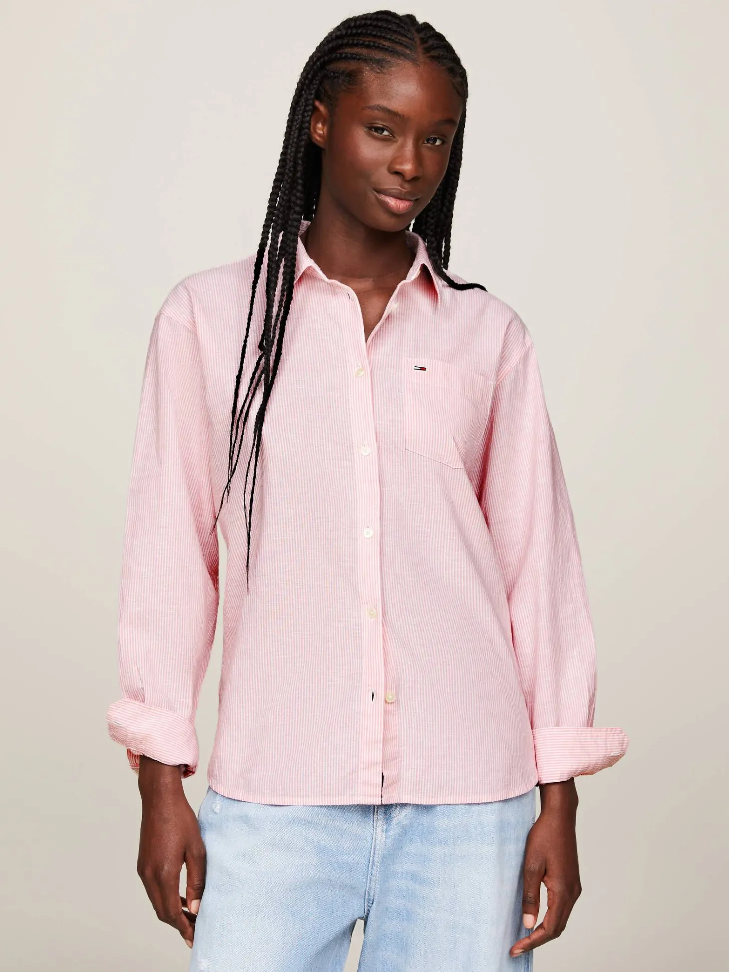 Damen Hemdbluse TJW BOXY STRIPE LINEN SHIRT Langarm