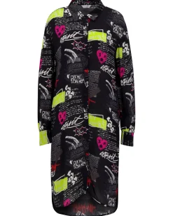 Damen Hemdblusenkleid aus Viscose NEWSPAPER