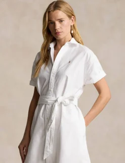 Damen Hemdblusenkleid Kurzarm