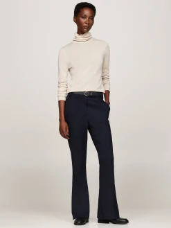 Damen Hose mit Bügelfalten Flared Fit