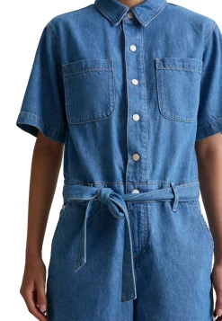 Damen Jeansoverall aus Bio-Baumwolle, Lyocell und Leinen Relaxed Fit