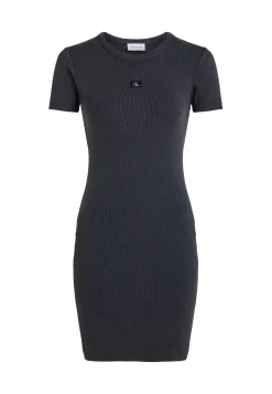 Damen Jersey-Minikleid WASHED WOVEN LABEL RIB DRESS