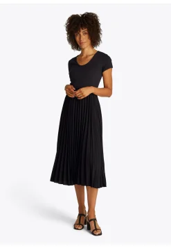 Damen Kleid CONTRAST SOFT V-NK PLEAT DRESS