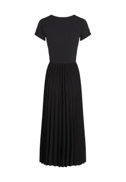 Damen Kleid CONTRAST SOFT V-NK PLEAT DRESS