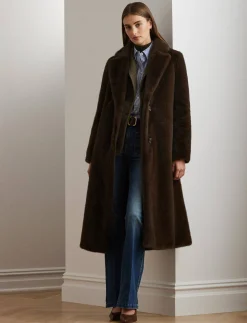 Damen Kunstpelzmantel Straight Fit