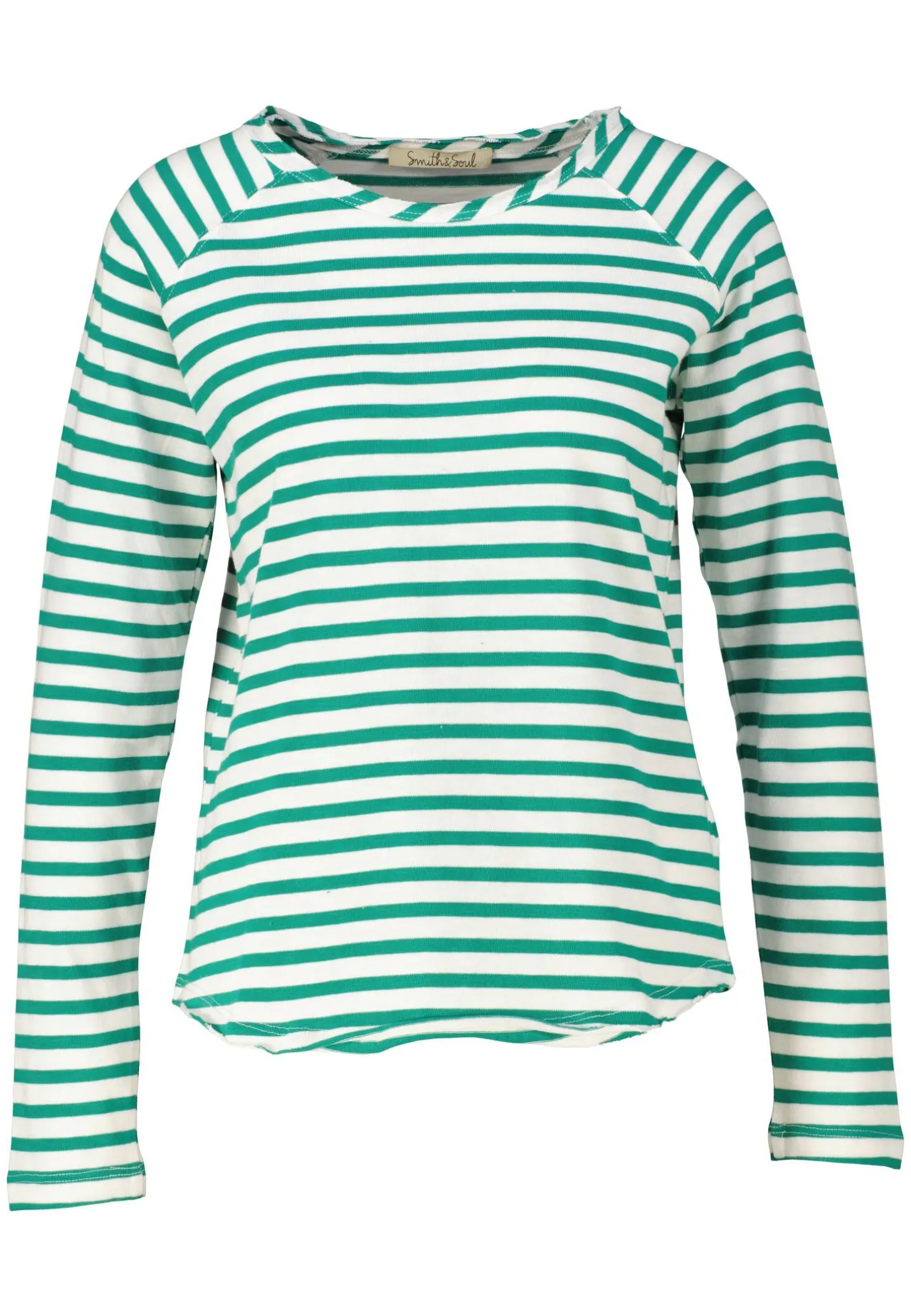 Damen Langarmshirt aus Bio-Baumwolle BASIC SWEAT RAGLAN STRIPED