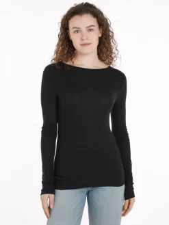 Damen Langarmshirt SLIM TENCEL OPEN-NK LS