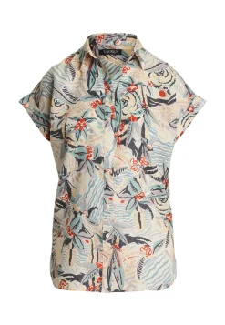 Damen Leinenbluse mit Print