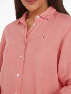 Damen Leinenbluse Relaxed Fit Langarm