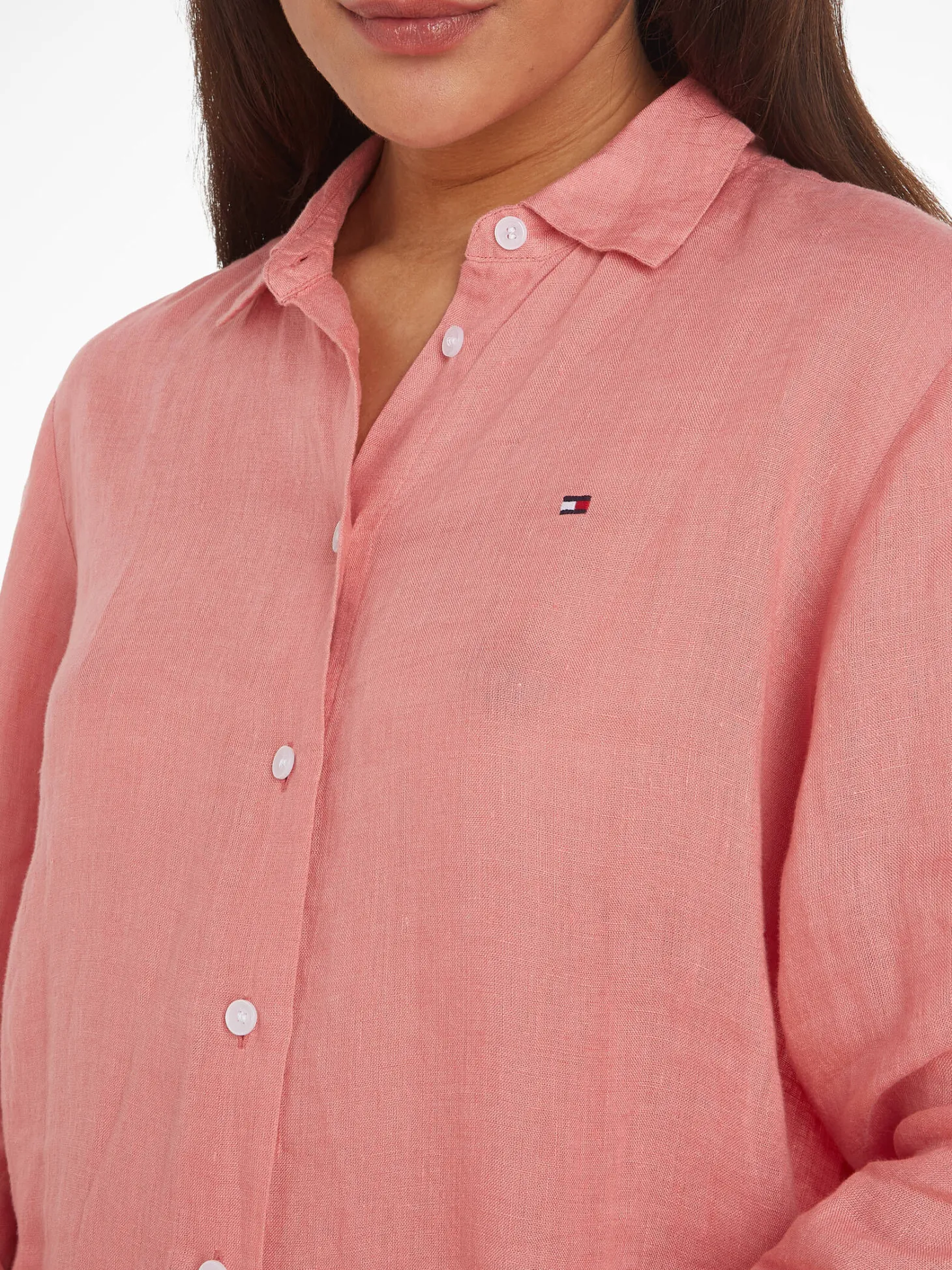 Damen Leinenbluse Relaxed Fit Langarm