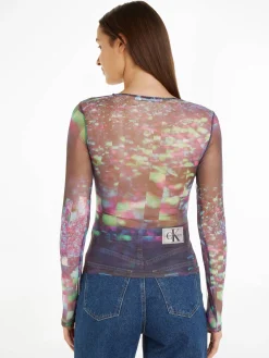 Damen Longsleeve GALAXY MESH Slim Fit