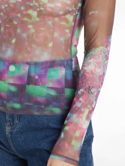 Damen Longsleeve GALAXY MESH Slim Fit