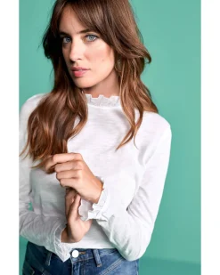 Damen Longsleeve mit Rüschen