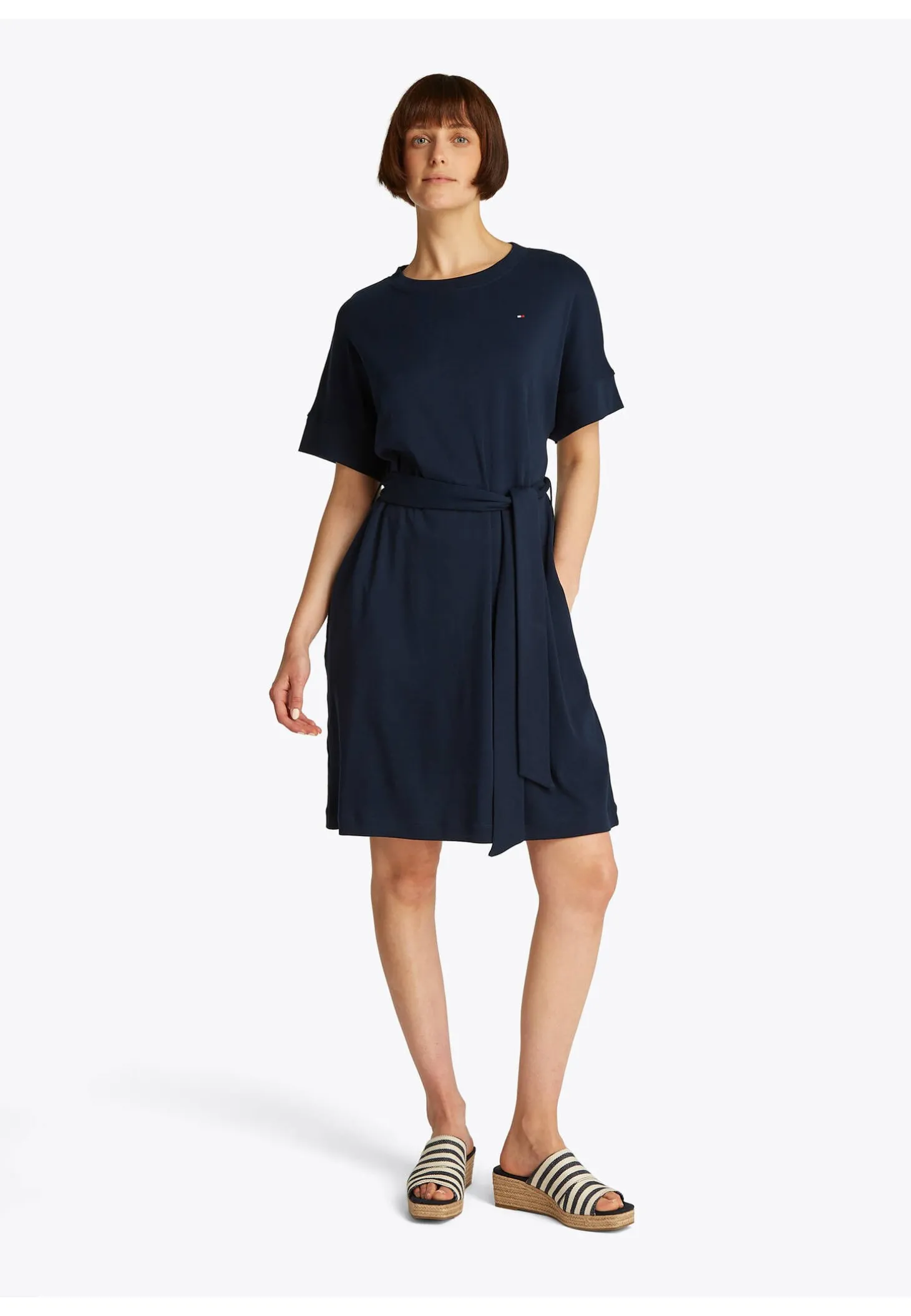 Damen Midikleid mit Taillengurt