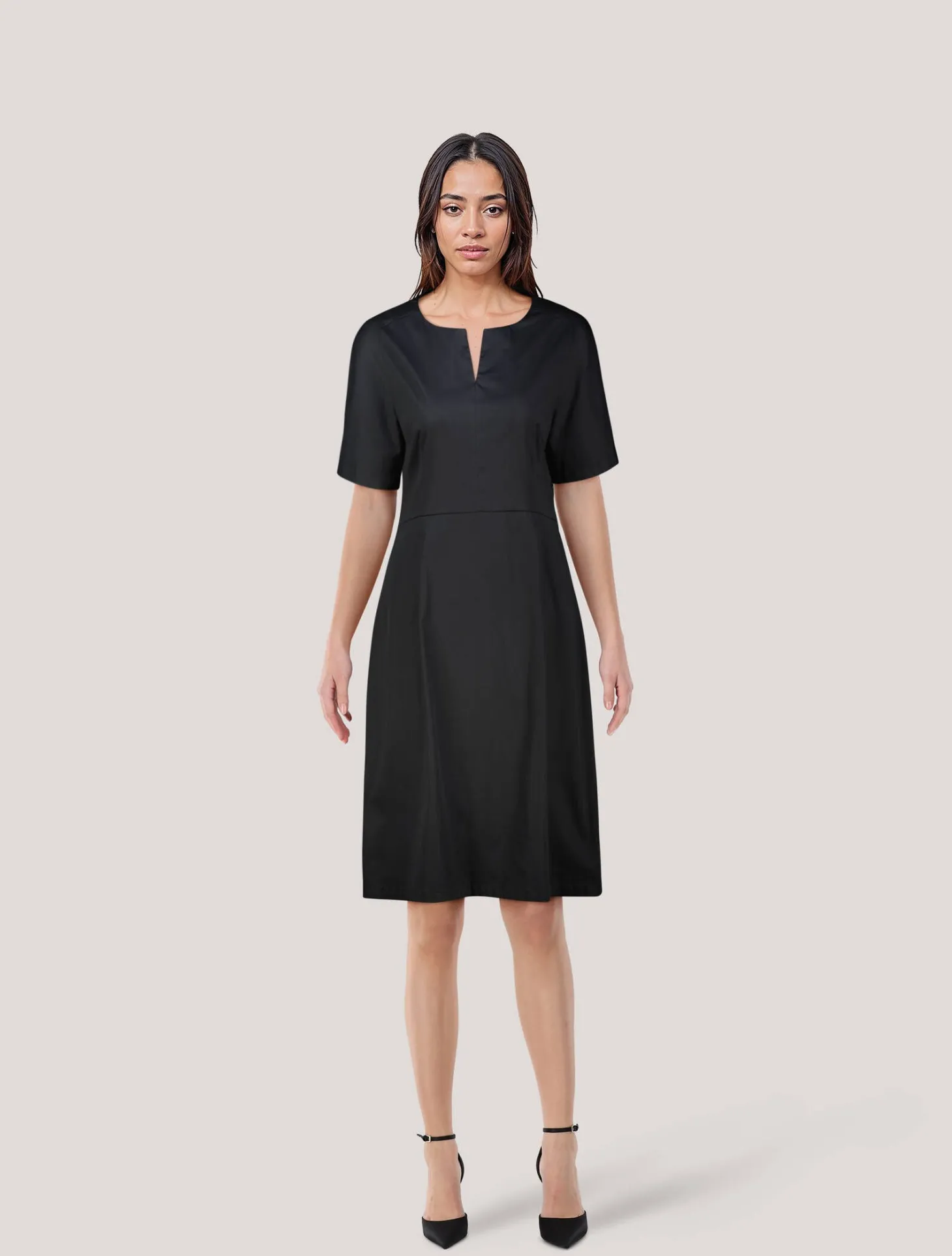 Damen Midikleid WAISTED CREW NECK Regular Fit