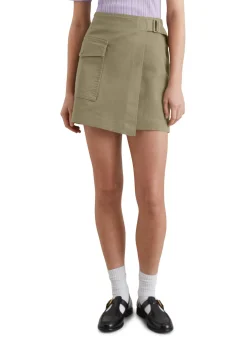 Damen Mini-Wickelrock aus Twill Regular Fit
