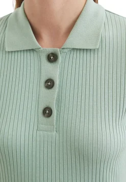 Damen Poloshirt mit gerippter Struktur Slim Fit