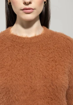 Damen Pullover in Fake-Fur-Optik